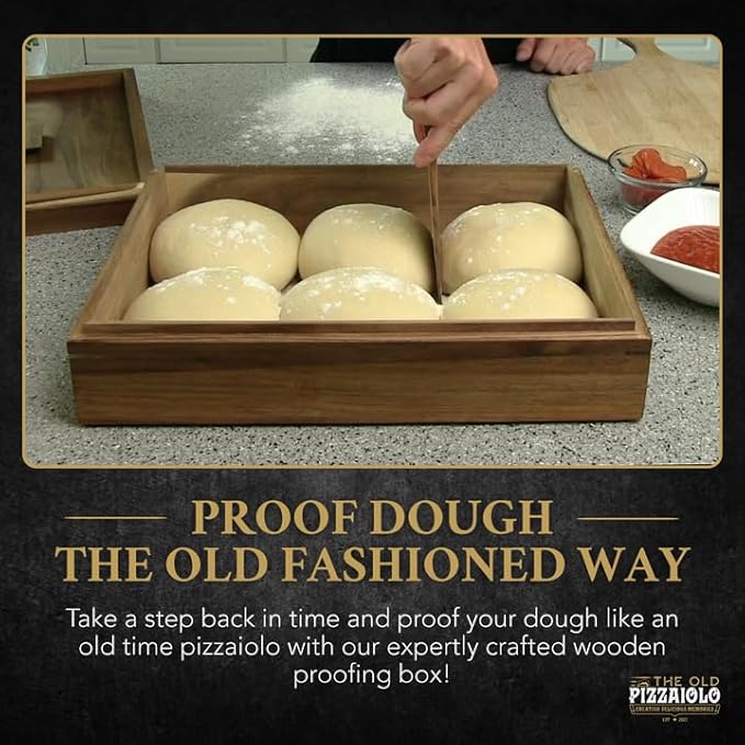 Wooden Pizza Dough Proofing Box w/Lid – 16” x 12” – Made From Natural Acacia Wood – 2-Pack