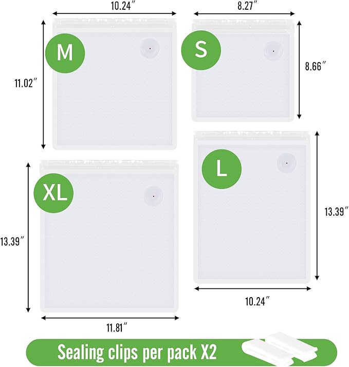 Reusable Vacuum Seal Bags for Food,Food Vacuum Sealer Bags Medium Size 30 Packs