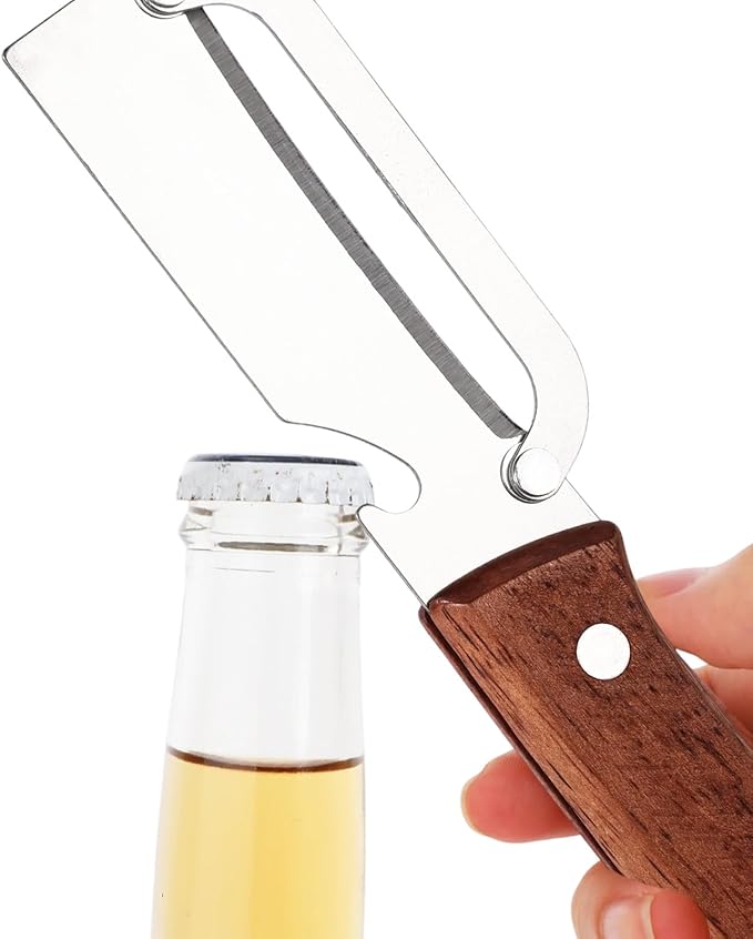 Multi-Functional Vegetable Peeler, Stainless Steel Fruit Peeler with Bottle Opener & Wooden Handle Practical Kitchen Food Veggie Tool Gadget Accessories Supplies for Apple Potato Mango Kiwi