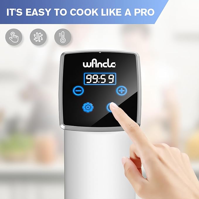 Wancle Sous Vide Machines, 1100 Watts Sous-Vide Cooker Immersion Circulator, IPX7 Waterproof, Quiet, Easy to Use for Home Chefs