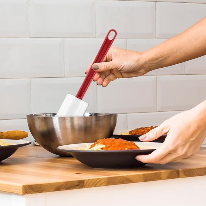 cobee 10 Pcs Silicone Spatulas Set, 500°F Heat-Resistant Commercial Spatula Food Grade Rubber Non Stick Silicone Scraper Spatula with Long Handle for Kitchen Cook Mix Fry Spread Bake, Dishwasher Safe