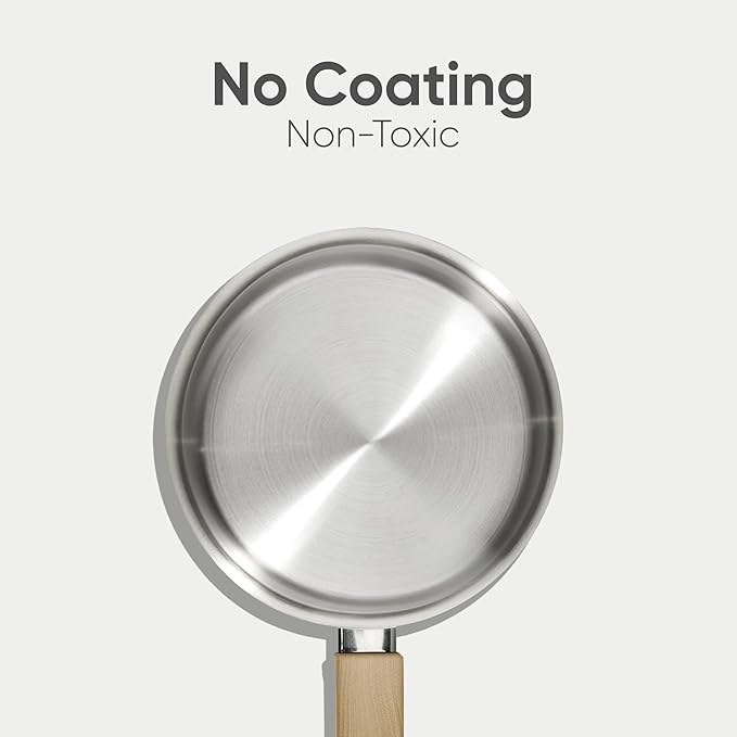 CAROTE 1.5Qt & 2.5Qt Stainless Steel Sauce Pan Set with Lid, 3-ply Base, Non-Toxic PTFE & PFOA Free Saucepan, Induction Cookware Set, Small Kitchen Pots, Stay-Cool Handles