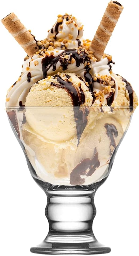 Vikko Ice Cream Bowls, Set of 6 Dessert Bowls, Thick and Durable Ice Cream Sundae Bowls, Dessert Cups for Pudding, Fruit, and More, Large Size 8.75 Ounce, Dishwasher Safe