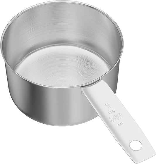 1PCS 1 Cup(16Tbsp, 240ml, 8oz) Stainless Steel Measuring Cup, Single Metal Scoop for Wet and Dry Ingredients, Great Kitchen Gadgets for Cooking