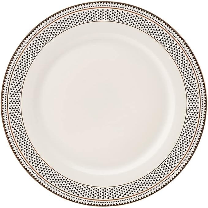 Karaca Globe 24-Piece Dinnerware Set for 6 People - Kitchen Dish Set for Salad, Soup, Pasta, Noodle & More - Modern Chic Porcelain Dishware Plate Set (White with Black Triangle Design)
