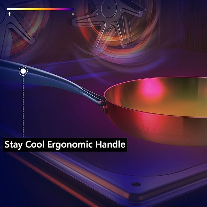 LOLYKITCH 10 Inch Tri-Ply Stainless Steel Frying Pan,Skillet,Chef's Induction Pan,Dishwasher and Oven Safe.