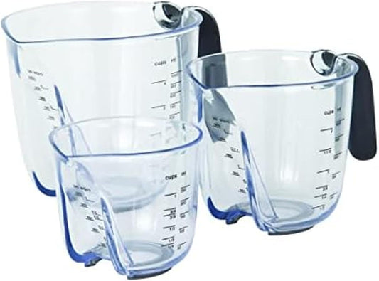 KitchenAid Universal Easy View Angled Measuring Cups, Set Of 3, Clear with Black Handles