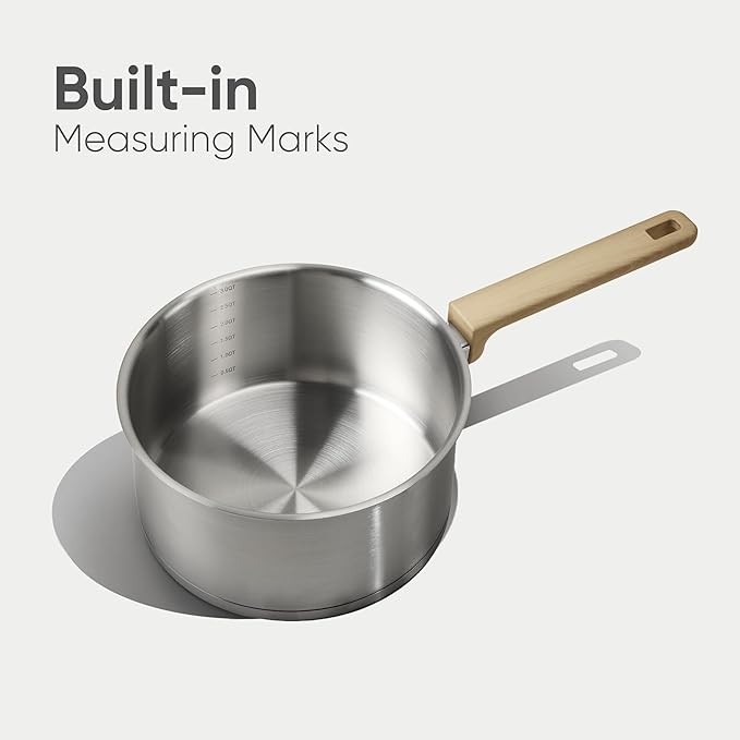 CAROTE 1QT&1.5QT & 3.5QT Sainless Steel Saucepan with Lids and 1QT Saucepan without Lid Pot Set,3-ply Base, Non-Toxic, Induction Cookware Set, Small Kitchen Pots, Tempered Glass Lids