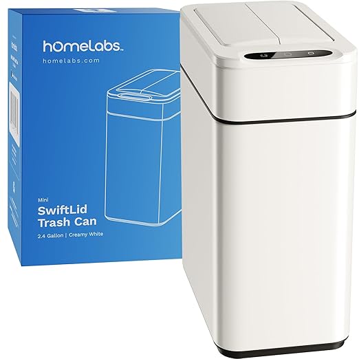 hOmeLabs 2.4 Gallon Touchless Sensor Trash Can, Automatic Retractable Butterfly Lid, Batteries Included, Space-Efficient, Easy Clean, Battery-Powered