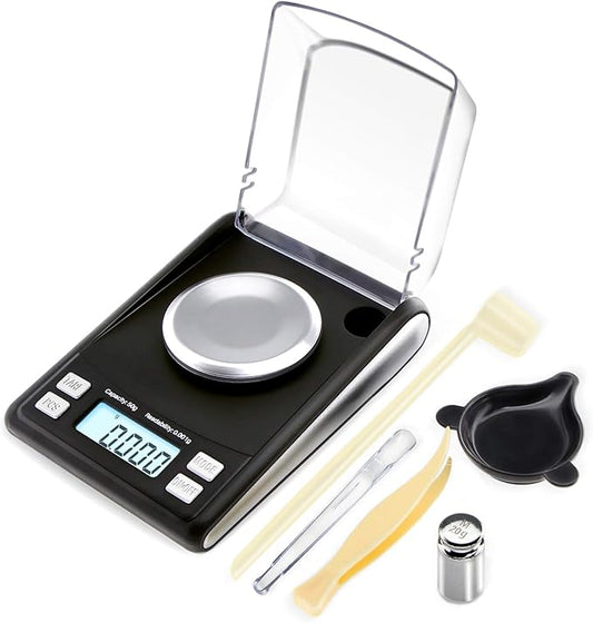 Fuzion Milligram Scale 50/0.001g, Mg Scale with 20g Cal Weight, Micro Scale, Powder Scale for Reloading