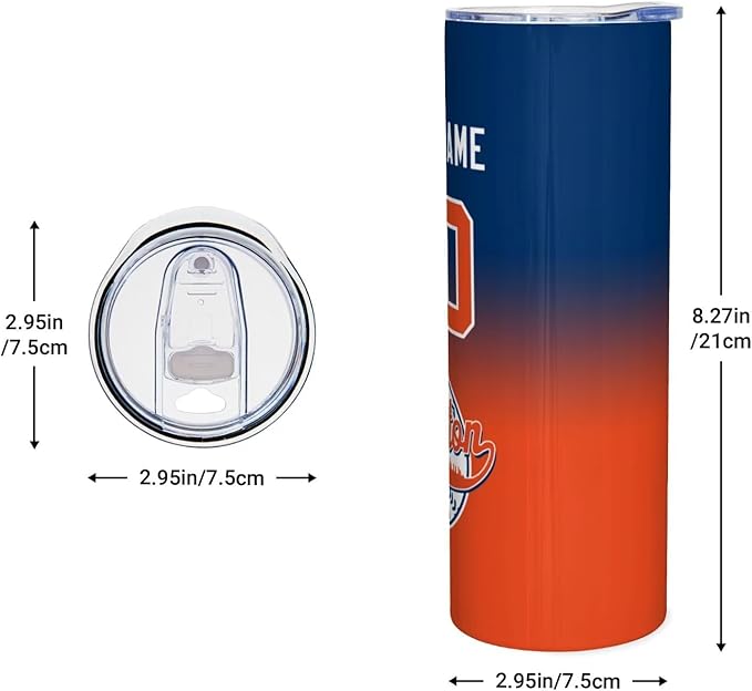 Custom Tumbler Stainless Steel Cup Personalized Baseball Vacuum Insulation Travel Mug Add Your Name Number Fans Gift for Baseball Fans