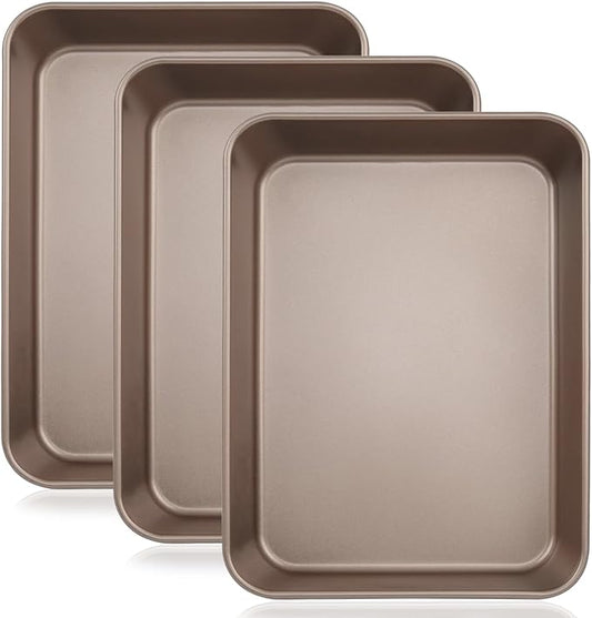 Baking Sheet Pans Brownie Pans,3 Pack Baking Pan Nonstick Cookie Sheet Brownie Cake Pan, Deep Dish, Easy Clean, Rust-Resistant, Multi-Purpose Cookie & Brownie Pan Set (12.7 x 10.6 x 2.4")