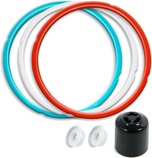 3-Pack 6QT Silicone Sealing Rings with Steam Release Valve - Compatible with Instant Pot Ultra & 6 Quart Models (Duo, Lux, Duo Plus, Ultra, Viva) - Dishwasher Safe.