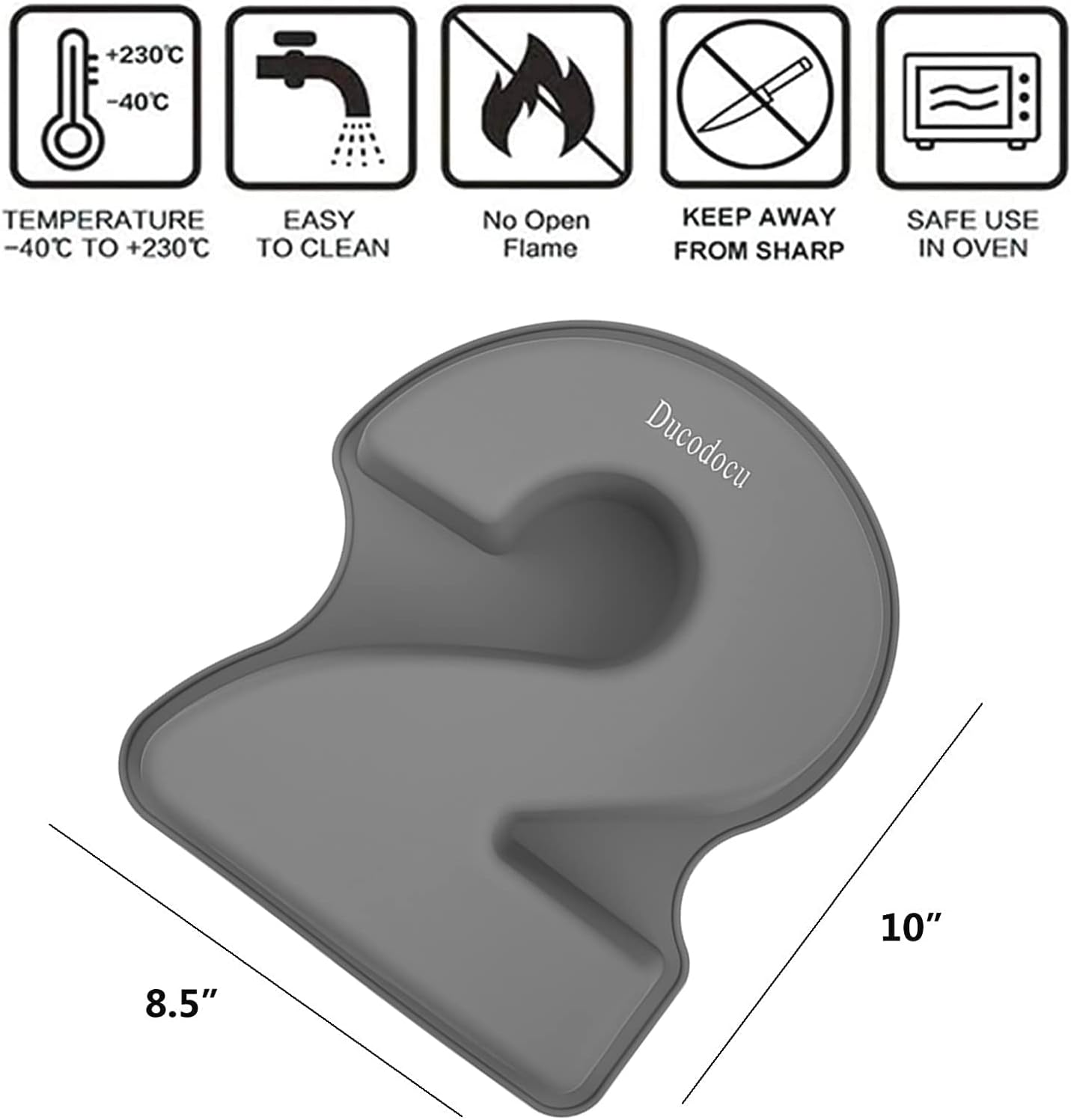 Ducodocu Silicone Cake Pans 3D Large Number Cake Mould Novelty Cake Tins DIY Baking Mold for Birthday Wedding Anniversary 10 inch Number of 2