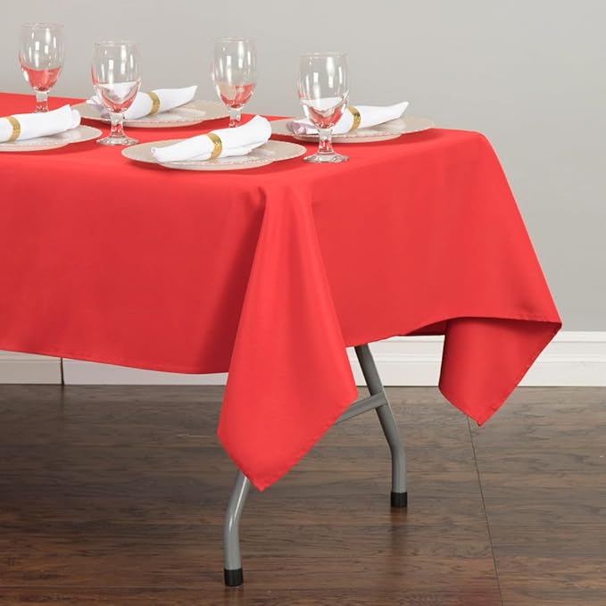 LinenTablecloth 60 x 126-Inch Rectangular Polyester Tablecloth Red
