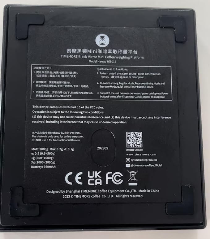 TIMEMORE Basic Mini Coffee Scale, Multifunction Electronic Espresso Scale, Weigh Digital Drip Cone Scale with Timer, Ultra Thin and LightMini Digital Food Kitchen Scale for Baking, Cooking