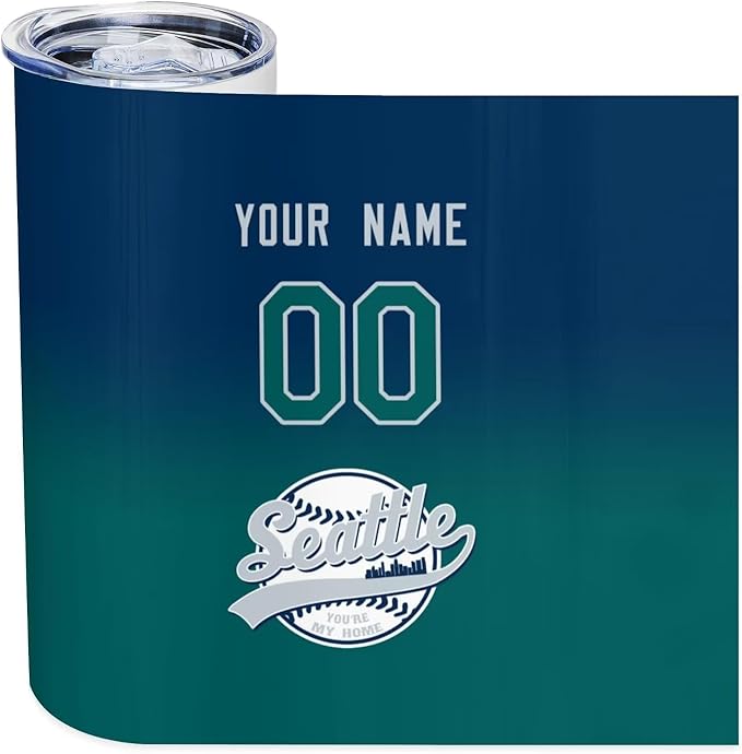 Custom Tumbler Stainless Steel Cup Personalized Baseball Vacuum Insulation Travel Mug Add Your Name Number Fans Gift for Baseball Fans