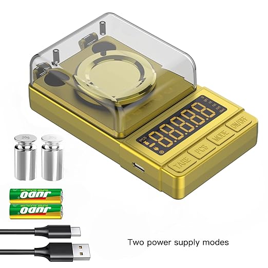 MAXUS Gold Milligram Scale 100g x 0.001g, Digital Mg/Powder Scale for Jewelry, Reloading Labs, Includes 20g Calibration Weight, High-Accuracy Portable Weighing Tool