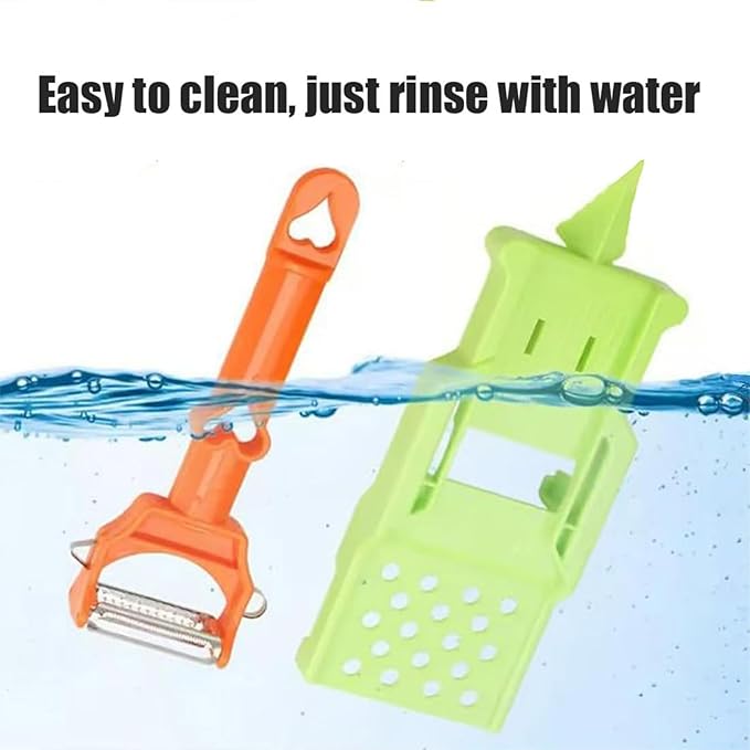 Pelador Multifuncional 2-En-1, Set Patient Peeler, Multifunctional Single-Blade Peelers, 2 in 1 Multifunctional Peeler & Julienne Set with Grating Plate Great for Fruit and Vegetable (1pcs)
