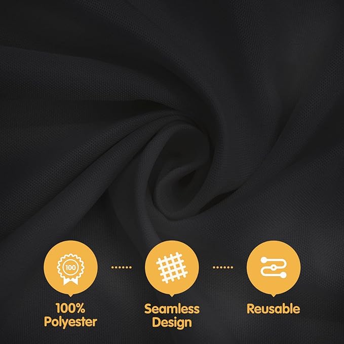 BRILLMAX 6 Pack Black Round Tablecloths 132 Inch - Circle Bulk Linen Polyester Fabric Washable Table Cloth Cover for Wedding Reception Banquet Birthday Party Buffet Restaurant