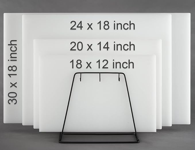 CURTA 2-Pack Cutting Boards for Kitchen, 24" x 18" x 0.5" White Color Coded Plastic Chopping Board with Anti Slip Surface Dishwasher Safe