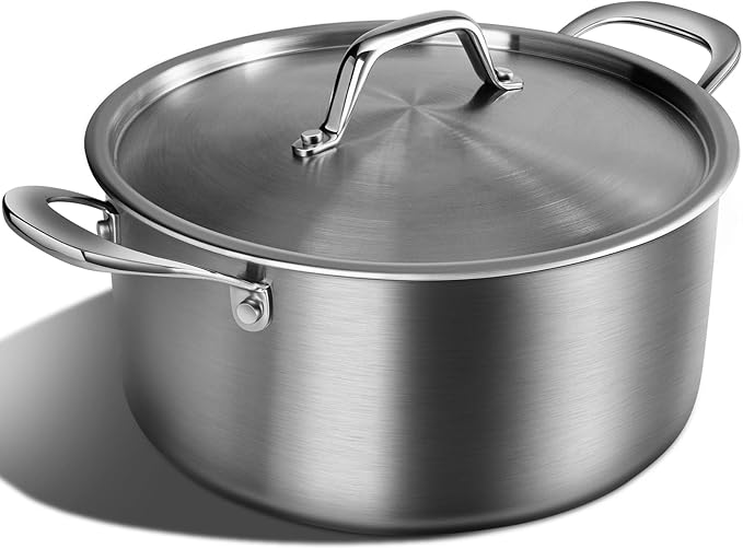 5 QT Saucepan with Lid,3-Ply Stainless Steel Stockpot,Professional Grade Cookware,Induction Compatible