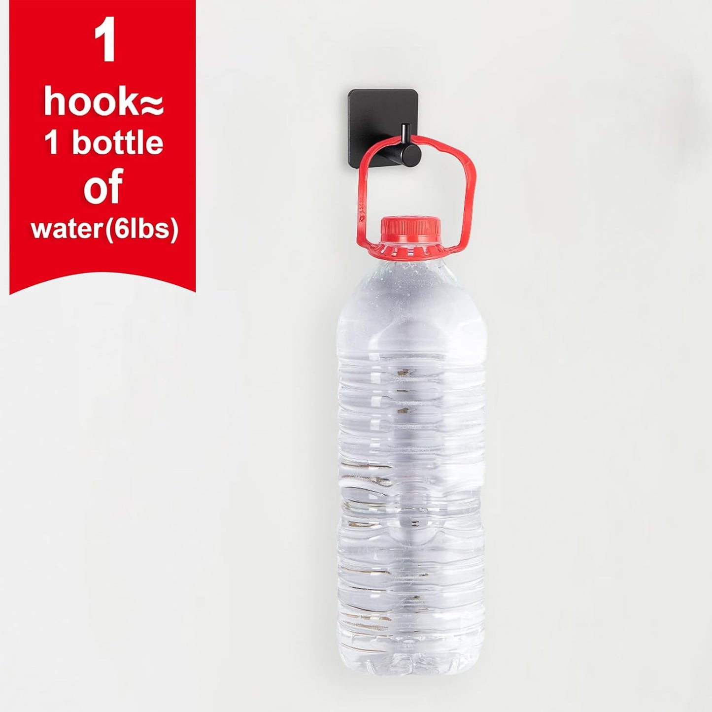 Aluminum Wall Hooks, No Drill Damage-Free Adhesive Hook, Product for Hanging Heavy Duty for Bathroom Kitchen Home (Single Square Black Hook, 4)