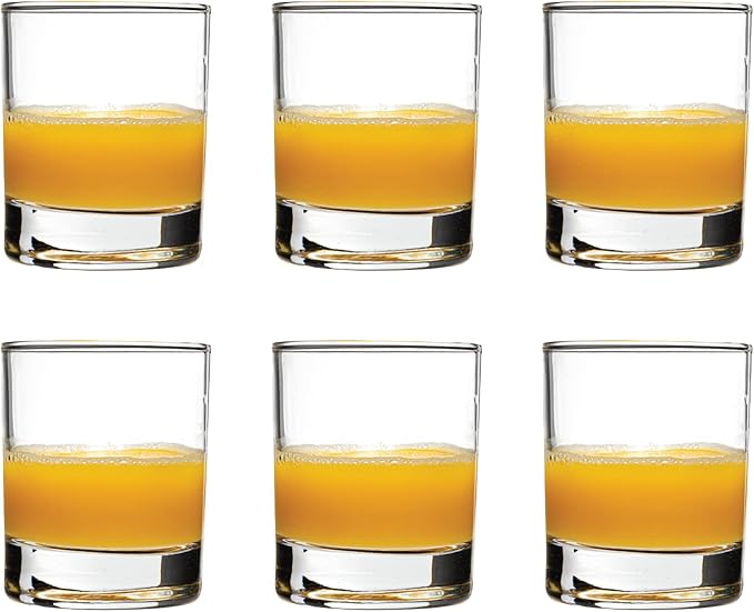 Vikko SMALL 5 Ounce Juice Glass, Set of 6 Mini Glass Cups, Heavy Base Tasting Glasses, Dishwasher Safe