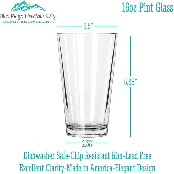 Blue Ridge Mountain Gifts - Thin Red Line Pint Glass - Personalized Firefighter Glass, Fireman Flag & Appreciation, Back the Red, Fire Academy Gift, Personalized Father's Day Gift First Responders