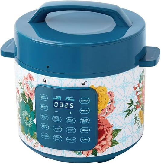 Pioneer Woman 6-Quart Pressure Cooker with Touch Control Display - 7-in-1 Multi-Cooker, Floral Design, Slow Cook, Steam, Rice & More (Fancy Flourish)