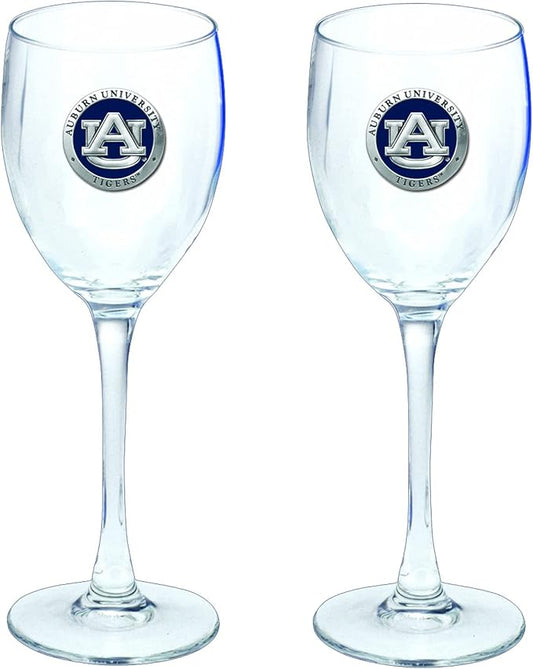 Heritage Pewter Auburn Tigers Glass Goblets – Set of 2 | 12 OZ Goblet Wine Glasses | Expertly Crafted Pewter Glass