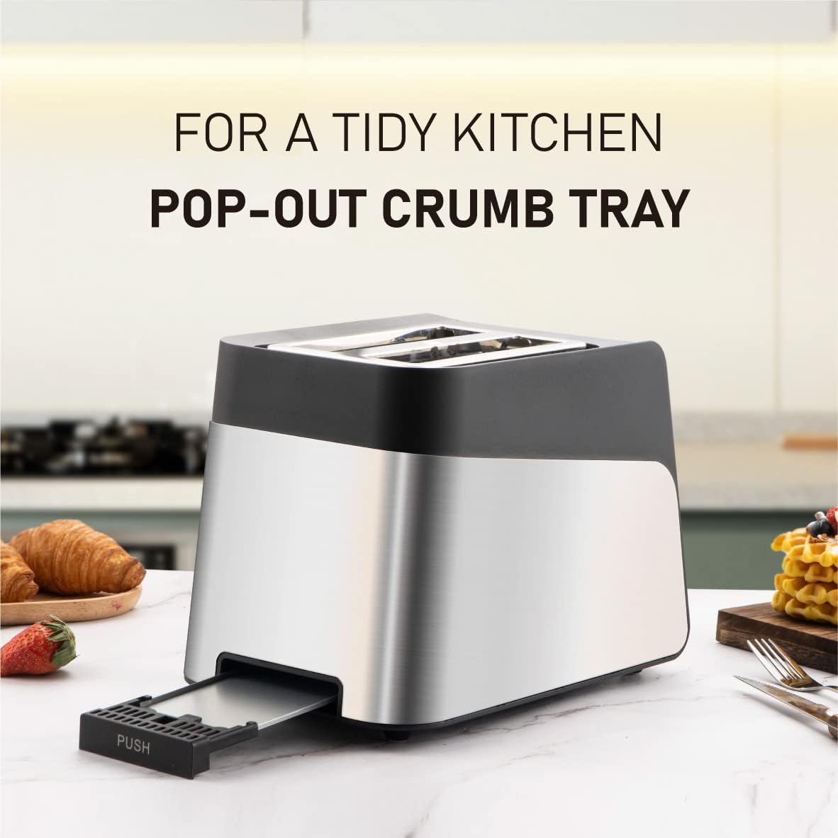 Touchscreen Toaster 2 Slice, KETIAN Bagel English Muffins Toast Pastry Waffles Grain Sweet Bread Toaster, Extra Wide Slots Single Slot Toasting Automatic Lifting, 1400w (Black)