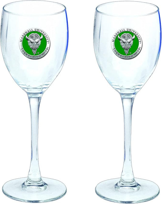 Heritage Pewter Marshall Thundering Herd Glass Goblets – Set of 2 | 12 OZ Goblet Wine Glasses | Expertly Crafted Pewter Glass