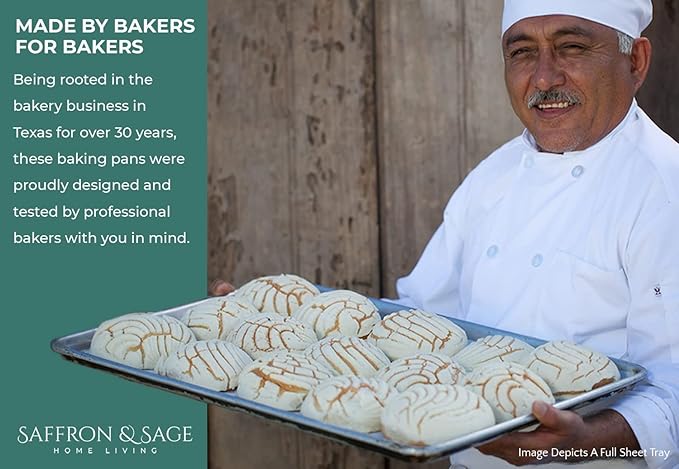 Commercial Quality Cookie Sheet Pan - 2 Pack Aluminum Half Sheet Baking Pan by Saffron & Sage Home Living - This 18x13 Baking Sheet Set is Rust & Warp Resistant, Heavy Duty, of Thick Gauge