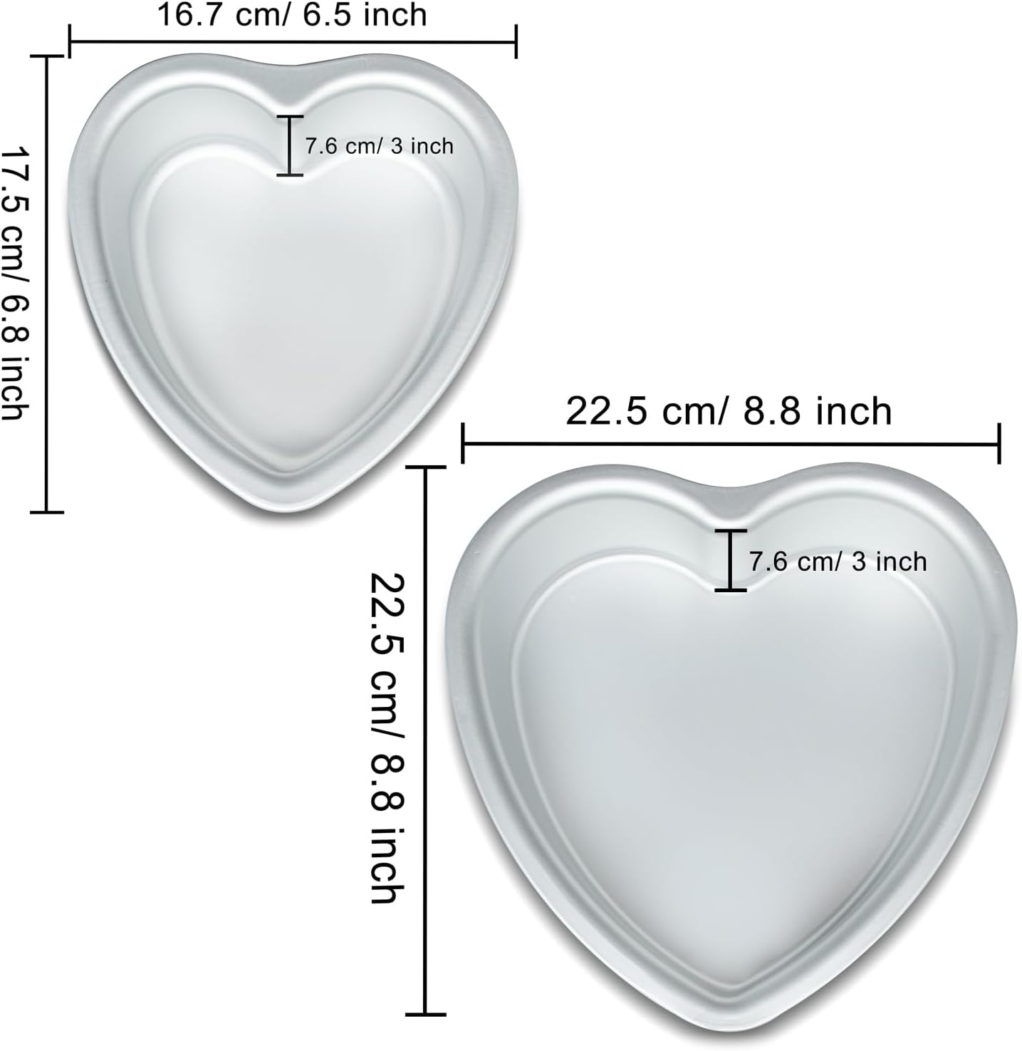 Heart Shaped Cake Pans 6&8 Inch 3 Inch Deep Other Occasion Cakes