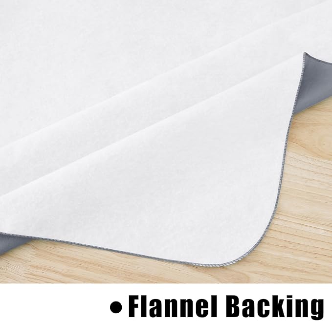 homing Rectangle Vinyl Tablecloth, Waterproof Spillproof Plastic Flannel Backed Table Cloth, Wipe Clean Table Cover for Dining, Buffet Parties and Camping (Grey, 54" x 120")
