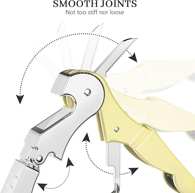 HYZ 2-Pack Wine Opener Waiter Corkscrew, Professional Wine Key for Servers, Bartender with Foil Cutter, Manual Wine Bottle Opener Double Hinged (Light Yellow)