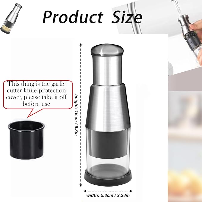 Manual Pressed Chopper, 2025 Upgraded Compact Mini Dicer Food Chopper,Functional Manual, Stainless Steel Hand Food Garlic Press for Mincing Garlic Press With black protective case