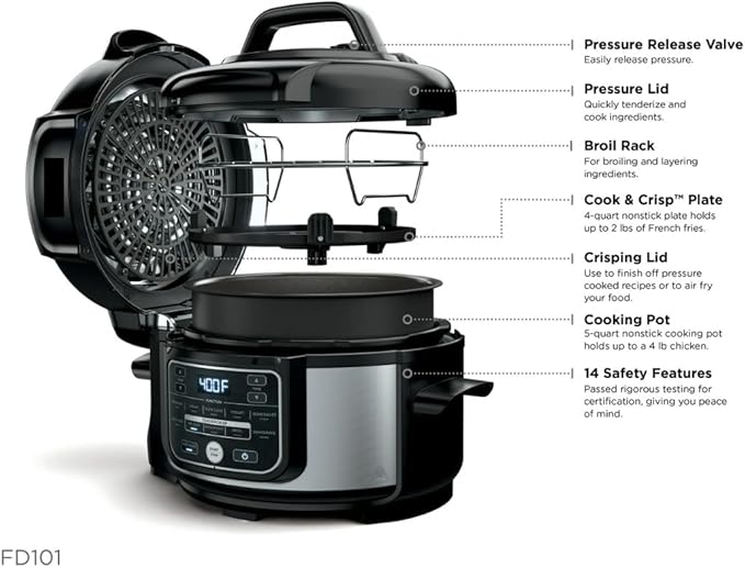 Ninja Foodi 10-in-1 5 Quart Pressure Cooker & Air Fryer, Programmable Multi-Cooker with TenderCrisp Technology, Stainless Steel