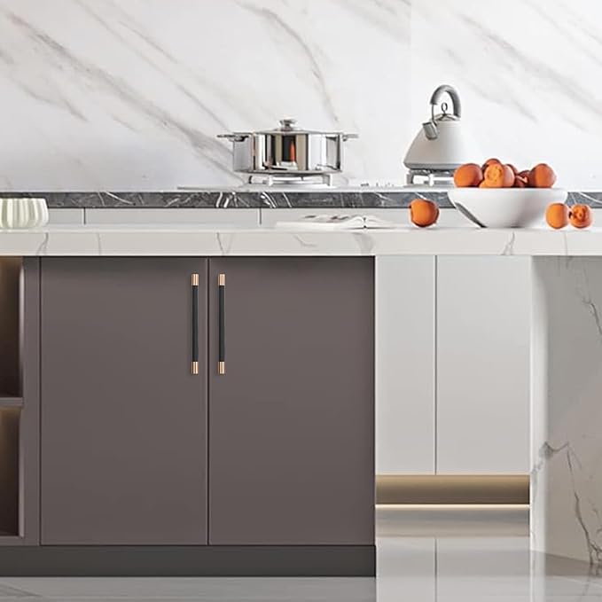 10 Pack 7-1/2 Inch (192mm) Black and Champagne Copper Cabinet Handles - Knurled Pulls for Kitchen Drawers and Cabinets - Hardware