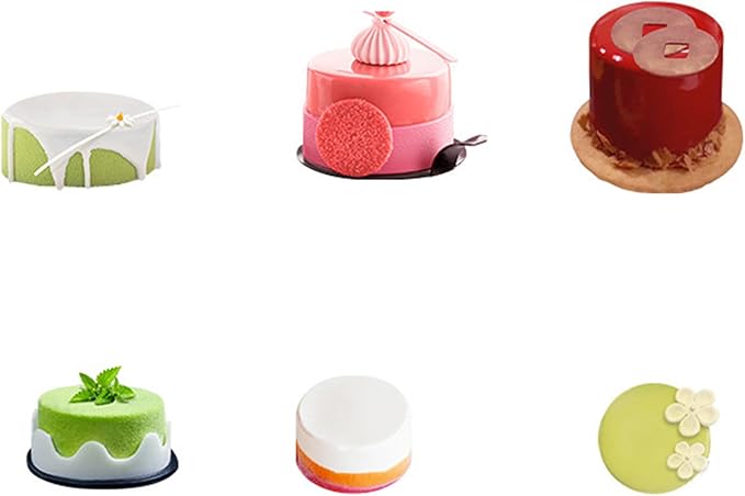 OCPO KITCHEN Cylinder Silicone Molds for Baking Mousse Cake, 3D Silicone Baking Mold for Candy Pastry Chocolate Truffle Cupcake Jelly Cookie Pudding Cake Decoration Mold, Flat Cylinder (6-Cavity)