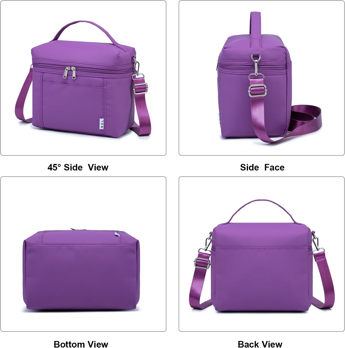 NOL Natural Organic Lifestyle Insulated Lunch Bags for Women Cooler Bag Lightweight Nylon Waterproof Lunch Box For Work (Purple Medium(normal))