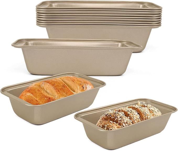 Mini Loaf Pans,12 Pack Loaf Pan for Baking Bread, Non Stick Small Banana Bread Tins 10 x 5.1 x 2.5 Inches, Carbon Steel Meatloaf Pan for Oven, Ideal for Baking Cakes, Tiny Loaf Tins, and Bread