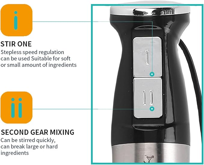 400W Immersion Hand Blender, Electric Handheld Stick Mixer Hand Blender with 2 Mixing Speed, Stainless Steel Blades, for Blending Smoothie, Soup, Baby Food