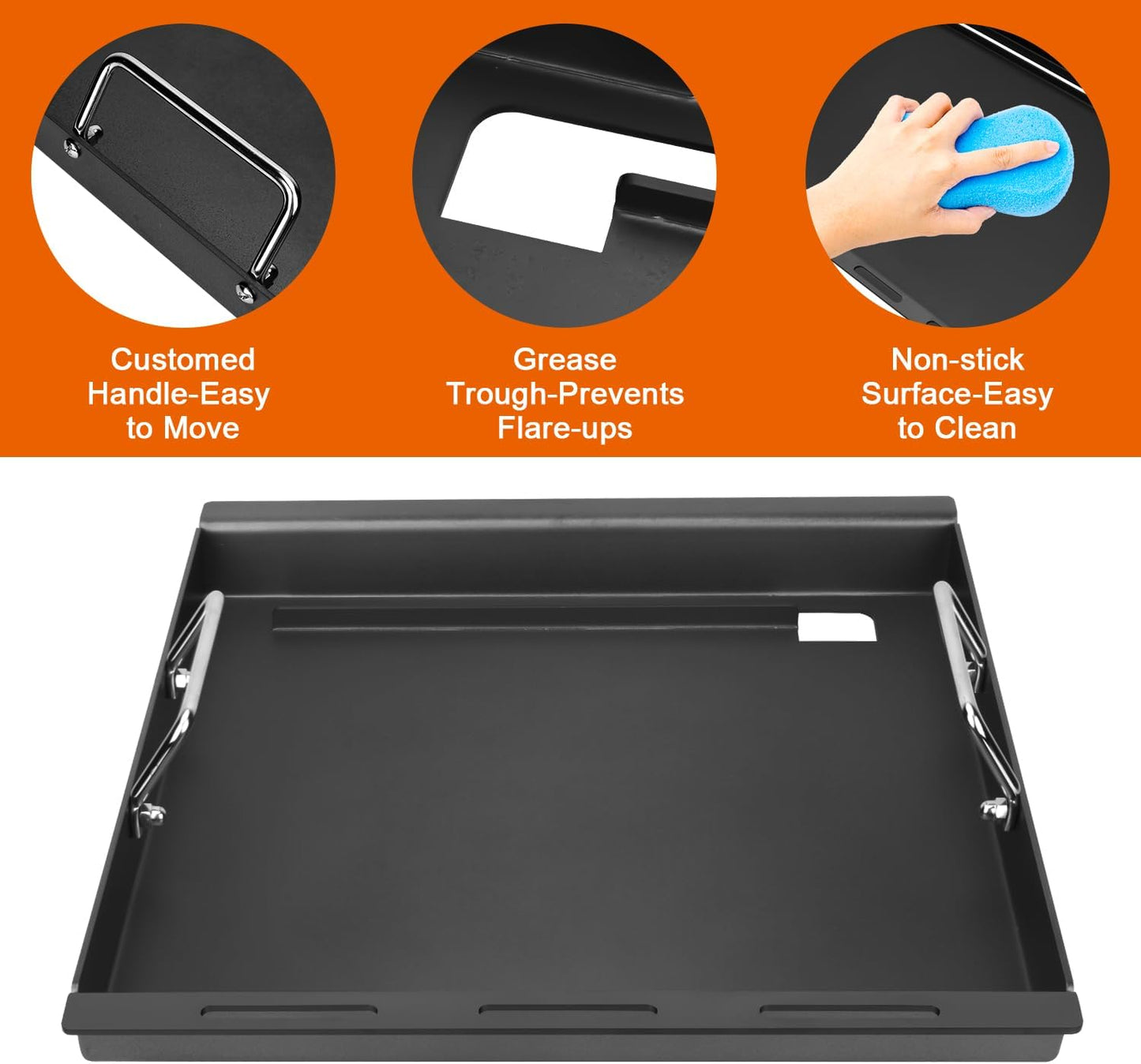 18" Full-Size Griddle Insert for Charbroil Performance 2 Burner 463625219 463625217 463673519 463673017 463673517, Flat Top Griddle for Charbroil Gas Grill, Replacement for G470-0002-W1 G470-0003-W1