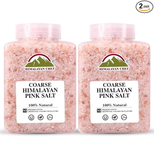 Himalayan Chef Coarse Pink Himalayan Salt, 5 lbs 2-Pack - Pure, Natural, Mineral-Rich, Kosher, Ideal for Grinder Refills, Cooking, Seasoning, Baking