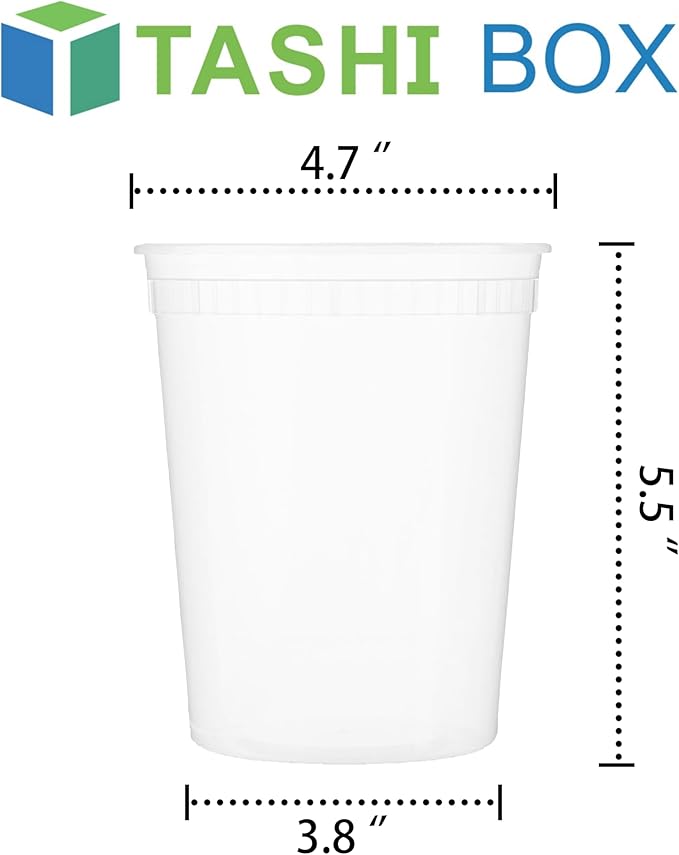 TashiBox 24 Sets 32 oz Plastic Deli Containers with Lids - Clear Airtight Food Storage & Meal Prep Containers, BPA Free, Stackable, Leakproof, Microwave & Freezer Safe