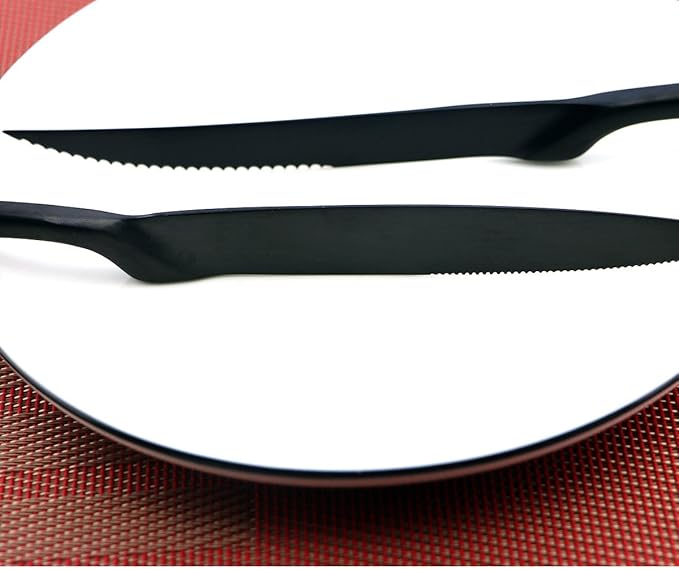 6-Piece Flatware Set,Extra Thick Heavy Duty - 18/10 Stainless Steel Cutlery Sets,High Matte Finish Black Flatware Sets Service for 1,Multipurpose Use for Home,Kitchen,Tableware Utensil Sets