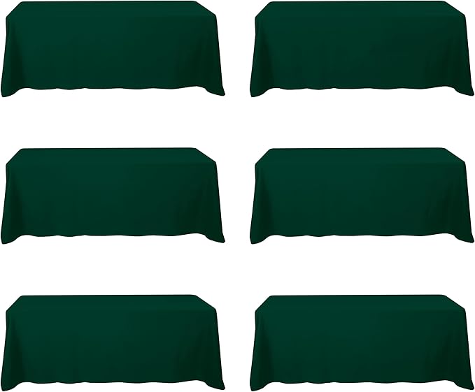 BRILLMAX 6 Pack Hunter Green Tablecloths for 8 Foot Rectangle Tables 90 x 156 Inch - 8ft Rectangular Bulk Linen Polyester Fabric Washable Cloth Cover for Wedding Reception Banquet Birthday Party