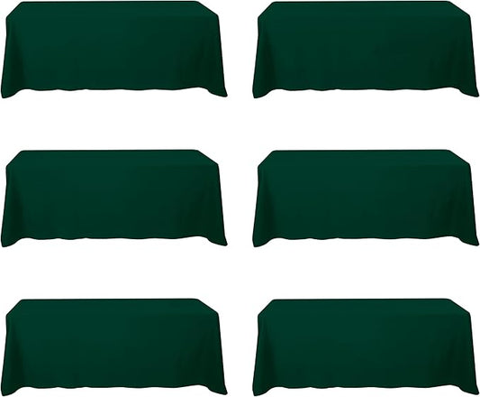 BRILLMAX 6 Pack Hunter Green Tablecloths for 8 Foot Rectangle Tables 90 x 156 Inch - 8ft Rectangular Bulk Linen Polyester Fabric Washable Cloth Cover for Wedding Reception Banquet Birthday Party